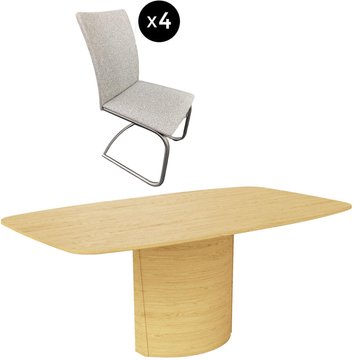 Extending dining set - oak - 4-6 seater - 142cm-182cm with 4 chairs - sm53/sm116 - ex display