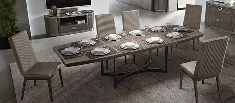 Armonia italian dining set - 8 seater - 200cm - silver birch - with flute fabric chair
