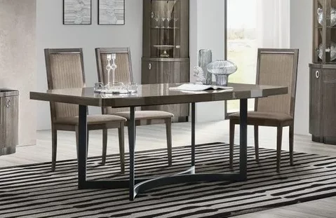 Armonia italian dining set - 8 seater - 200cm - silver birch - with roma fabric chair