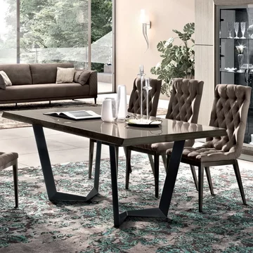 Elite italian dining set - extending - silver birch - with capitonne dining chairs