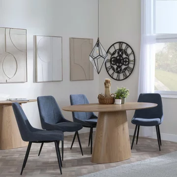 Palma dining set - 6 seater - 180cm - oval - oak - darwin dining chairs - dark grey fabric