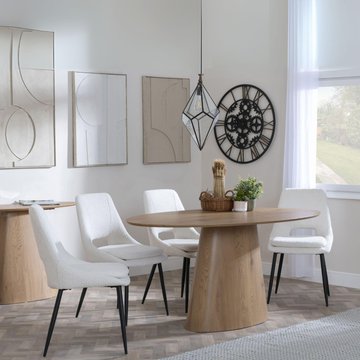 Palma dining set - 6 seater - 180cm - oval - oak - peyton dining chairs - cream fabric