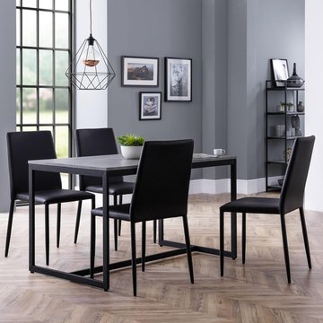 Staten dining set - 4 seater - 120cm - jazz black chairs - 4 chairs - concrete