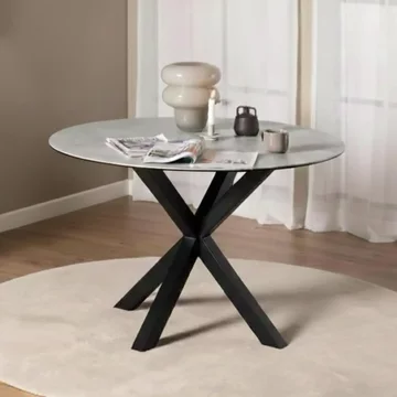 Heaven round dining table - 4 seater - 119cm - grey ceramic - with star legs