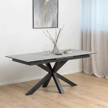 Heaven extending dining table - 6-8 seater - 168cm-210cm - grey ceramic - with star legs