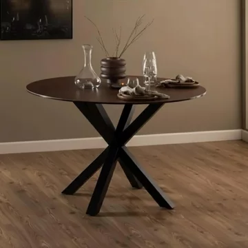 Heaven round dining table - 4 seater - 119cm - rusty brown ceramic - with star legs