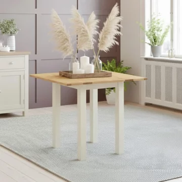 Lundy square drop leaf dining table - 2-4 seater - 30cm-90cm - ivory painted