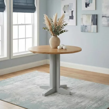 Lundy round drop leaf dining table - 2-4 seater - 30cm-90cm - grey painted