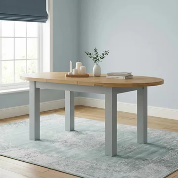 Lundy oval extending dining table - 4-6 seater - 130cm-170cm - grey painted