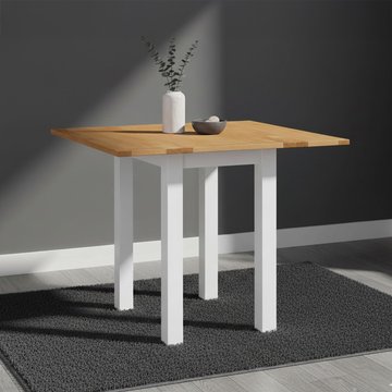 Lundy square drop leaf dining table - 2-4 seater - 30cm-90cm - white painted