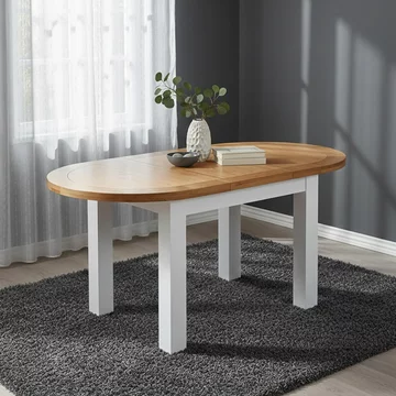 Lundy oval extending dining table - 4-6 seater - 130cm-170cm - white painted