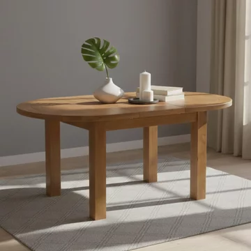 Original oval extending dining table - 4-6 seater - 130cm-170cm - rustic oak