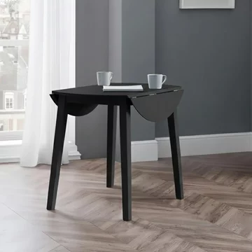 Coast drop leaf dining table - 2-4 seater - 50cm-90cm - round - black wooden