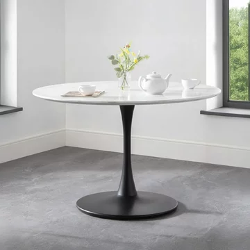Holland dining table - 4 seater - 120cm - round - white marble