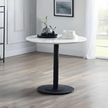 Luca dining table - 2 seater - 80cm - round - white marble effect