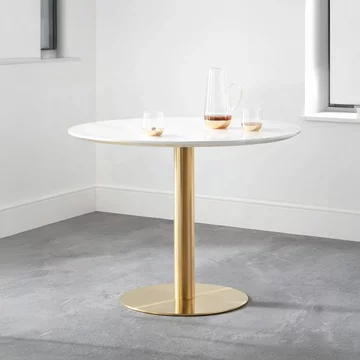 Palermo dining table - 4 seater - 100cm - round - white marble effect and gold