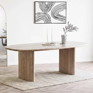 Serra dining table - oval - double pedestal - 8 seater - 210cm - natural wood