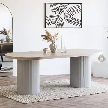 Solva dining table - oval - double pedestal - 8 seater - 220cm - natural wood