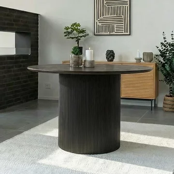 Boavista dining table - round - fluted pedestal - 4 seater - 120cm - dark wood