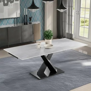 Rosalyn argento grey ceramic 4-6 seater extending dining table - 140cm-180cm