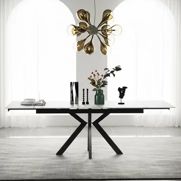 Vida pearla grey ceramic 4-6 seater extending dining table