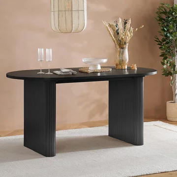 Axel oval dining table - 6 seater - 160cm - black fluted