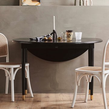 Ahr dining table - 2-4 seater - 119cm - round - drop leaf - black - mango wood