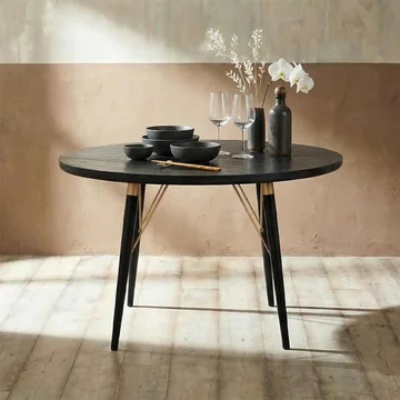 Dining table - 4 seater - 120cm - round - black & gold