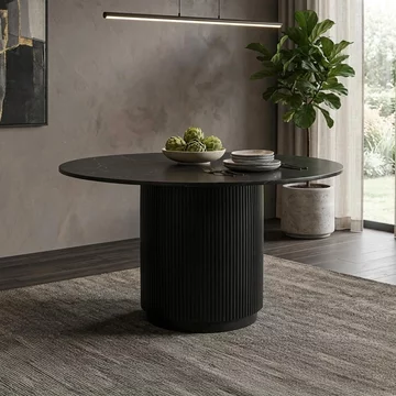 Erie dining table - 6 seater - 140cm - round - black marble