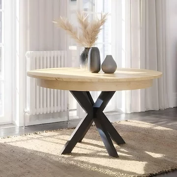 Arizona extending dining table - with anthracite black spider legs - round - oak - variation available
