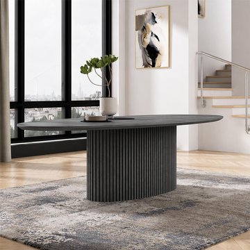 Timo dining table - oval - with slatted base - oiled ash - variation available