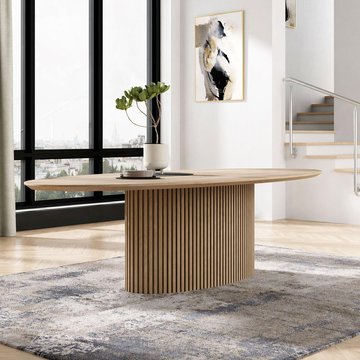 Timo dining table - oval - with slatted base - oiled oak - variation available