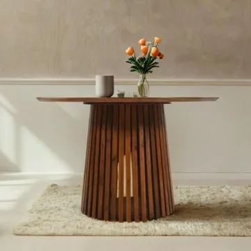 Slatted dining table - 4 seater - 120cm - round - slatted - mango wood
