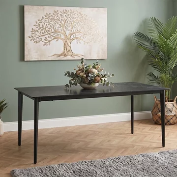 Amalfi dining table - black ceramic - 6 seater - 180cm