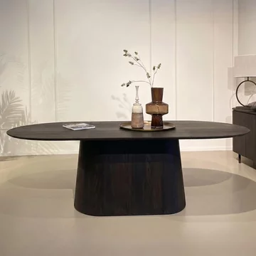 Novero dining table - 230cm - 8 seater - oval - pedestal - espresso oak