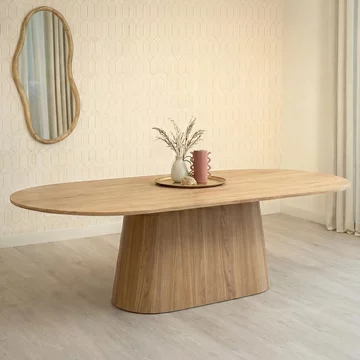 Novero dining table - 280cm - 10 seater - oval - pedestal - natural oak