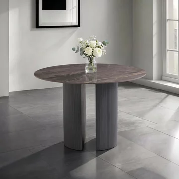 Bossini dining table - 4 seater - 120cm - round - pedestal - dark grey sintered stone