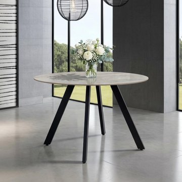 Saldini dining table - 4 seater - 110cm - round - spider legs - grey sintered stone