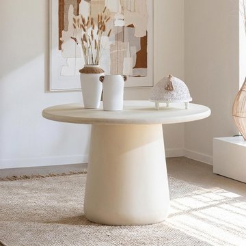 Ram dining table - 118cm - 4 seater - round - beige - plywood