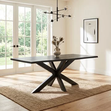 Gerard dining table - 180cm - 6 seater - live edge - star base - black - acacia wood
