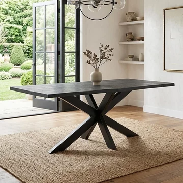 Gerard dining table - 200cm - 8 seater - live edge - star base - black - acacia wood