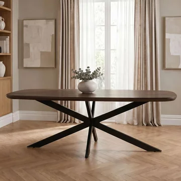 Jesper dining table - 180cm - 6 seater - star base - chestnut - mango wood