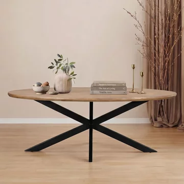 Jesper dining table - 210cm - 8 seater - oval - star base - natural - mango wood