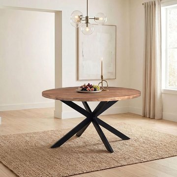 Rocky dining table - 150cm - 6-8 seater - round - star base - natural - mango wood