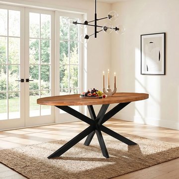 Rocky dining table - 180cm - 6 seater - oval - star base - natural - mango wood