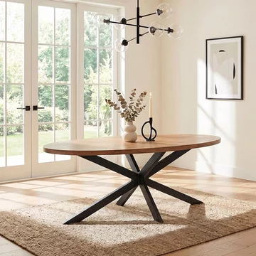 Rocky dining table - 240cm - 8 seater - oval - star base - natural - mango wood
