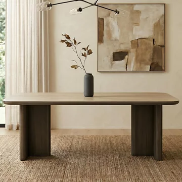 Nando dining table - 270cm - 10 seater - double pedestal - brown - ceramic and oak