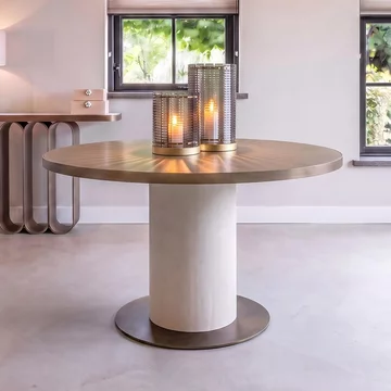 Tivoli dining table - 130cm - 4 seater - round - pedestal - with gold trim - white - ceramic
