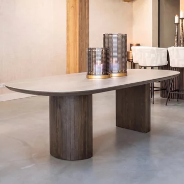 Ritz beige ceramic top 10 seater pedestal dining table