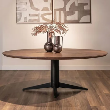 Stafford dining table - 230cm - 8 seater - oval - spicebrown and black - mango wood and metal